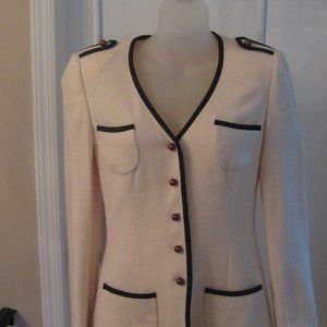 Vintage Edward Achour Paris Ivory Button Front Wool Blend Jacket Size S?